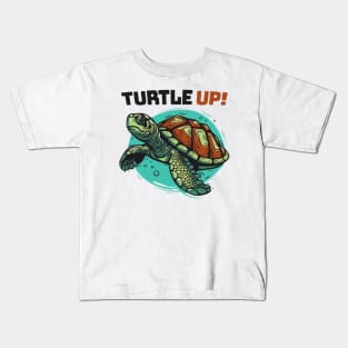 Turtle Up! || Sea Turtle Vector Art Illustration Kids T-Shirt